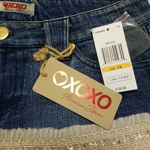 Denim and cotton skirt